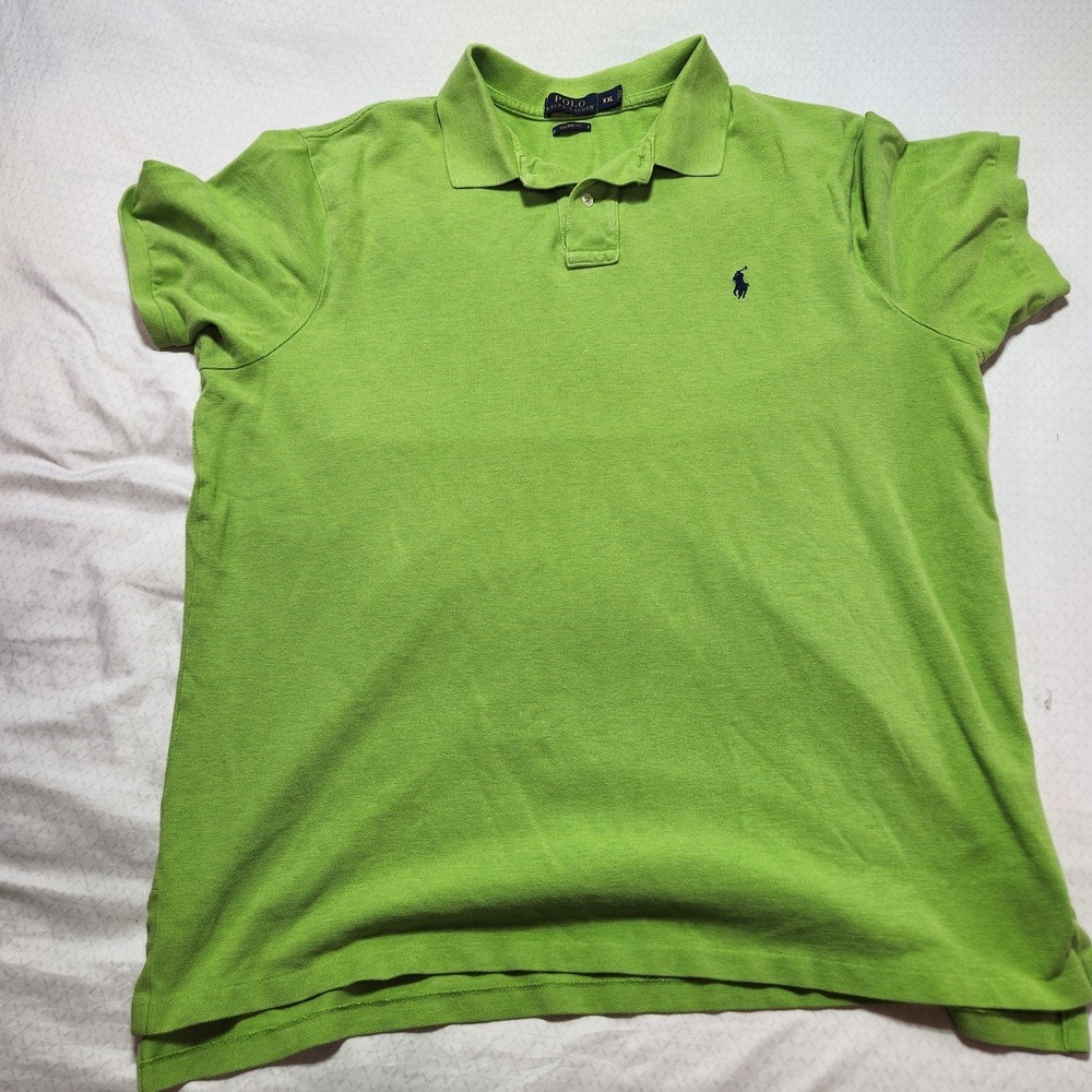 Polo Ralph Lauren Mens Lime Green Short Sleeve Cotton Polo Shirt Size 2XL